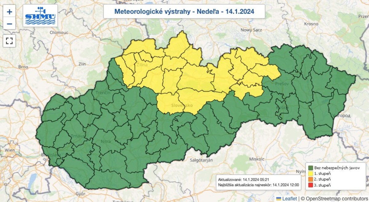 mapa, výstrahy, SR