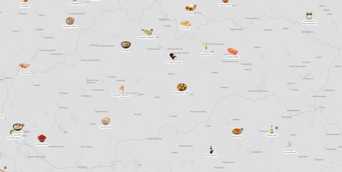 mapa slovenska potraviny lokalne suroviny