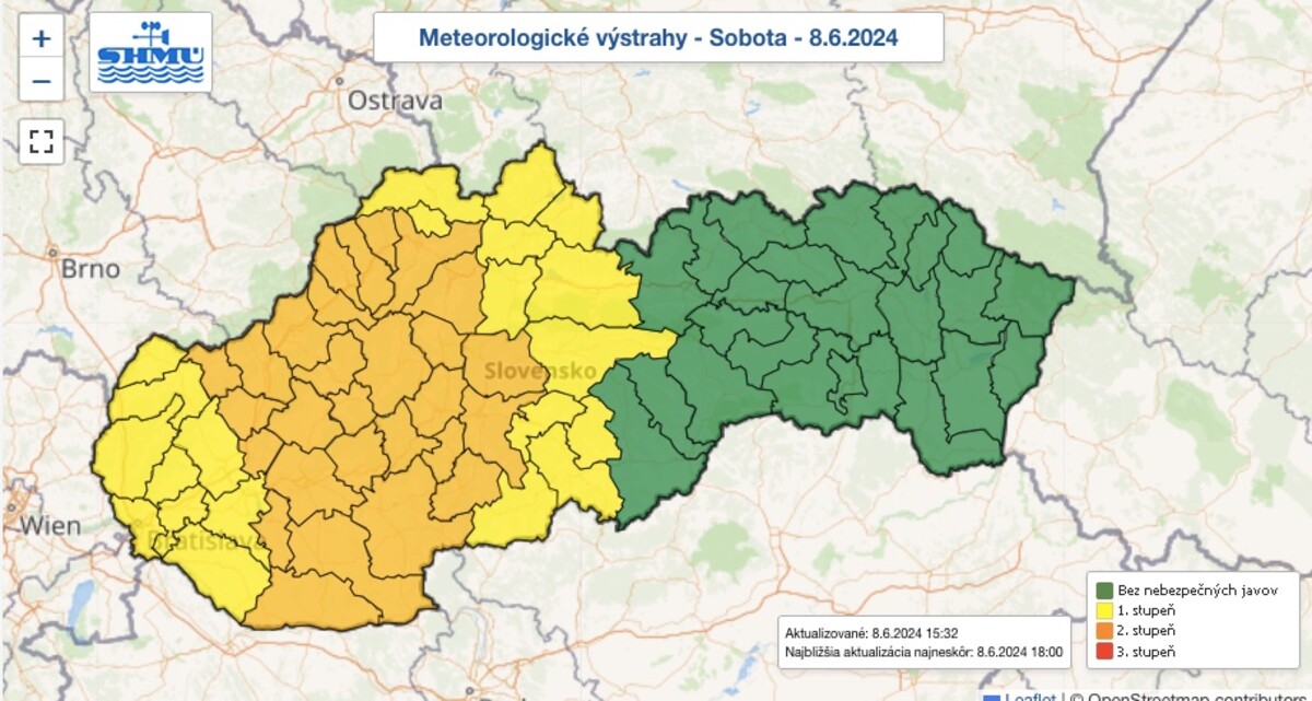 výstrahy mapa