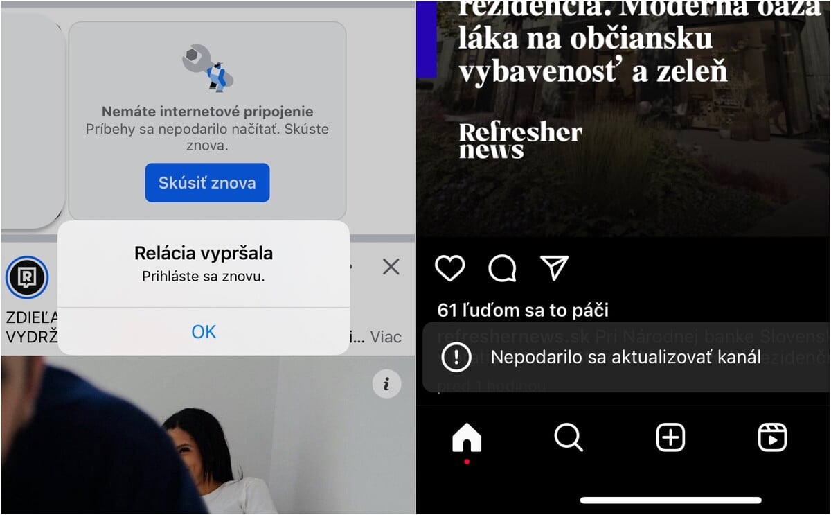 Instagram Facebook výpadok