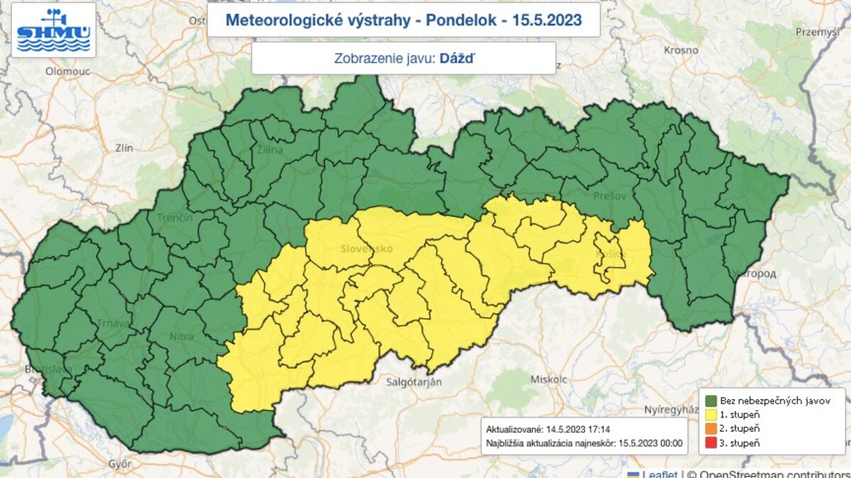 Pršať má do pondelkového poludnia.