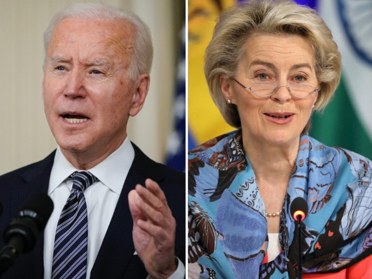 Joe Biden a Ursula von der Leyenová.
