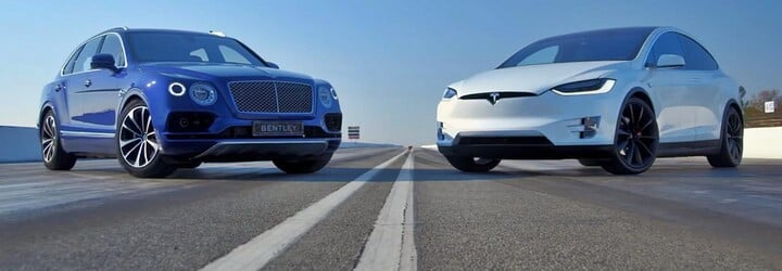 Nejvýkonnější SUV na světě, 608koňová Bentayga ve sprintu proti nejsilnější Tesle Model X P90D