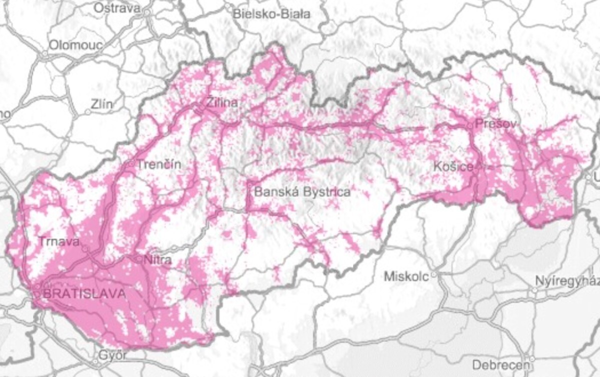 Mapa plánovaného vypínania 3G siete.