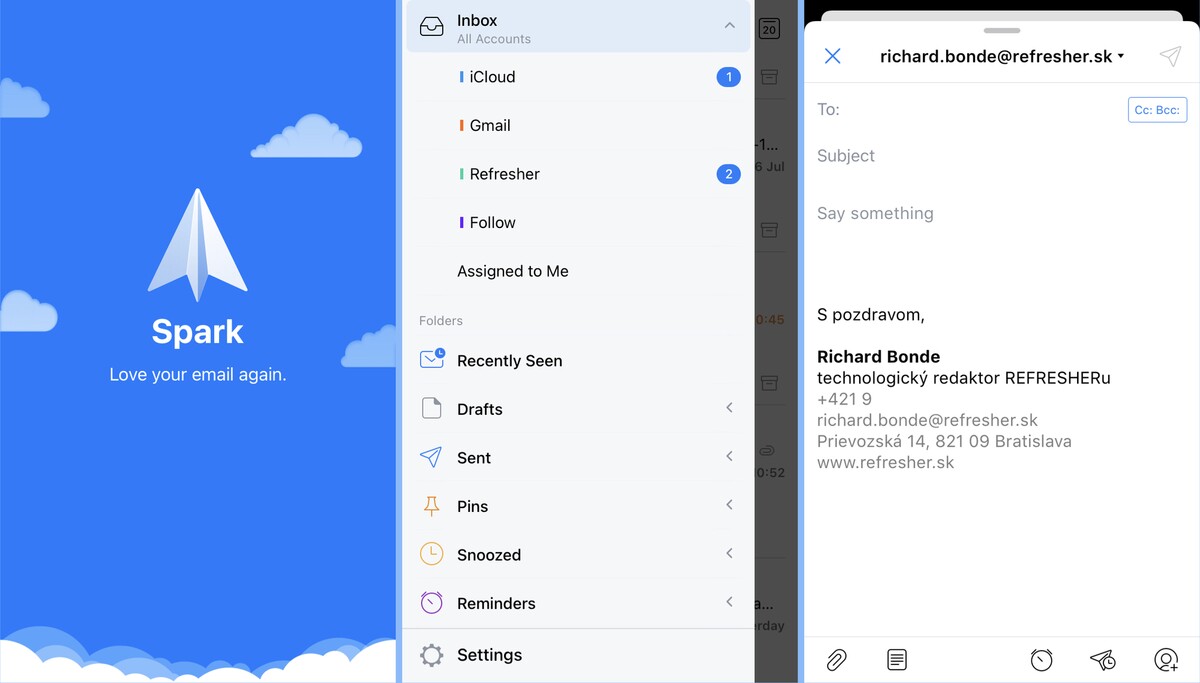 Emailový klient Spark.