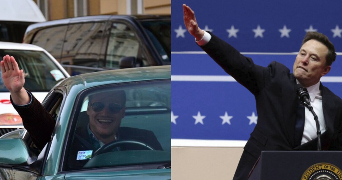 Filip Turek „zdraví“ Elona Muska se zdviženou pravicí. Europoslanec sdílel koláž s kritizovaným gestem