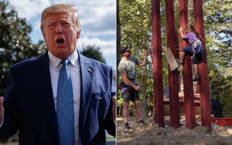 8-ročné dievča preliezlo repliku Trumpovej steny proti imigrantom. Tvrdil, že to nedokáže ani profesionálny horolezec.