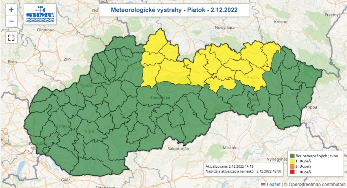 Výstraha na piatok 2. decembra.