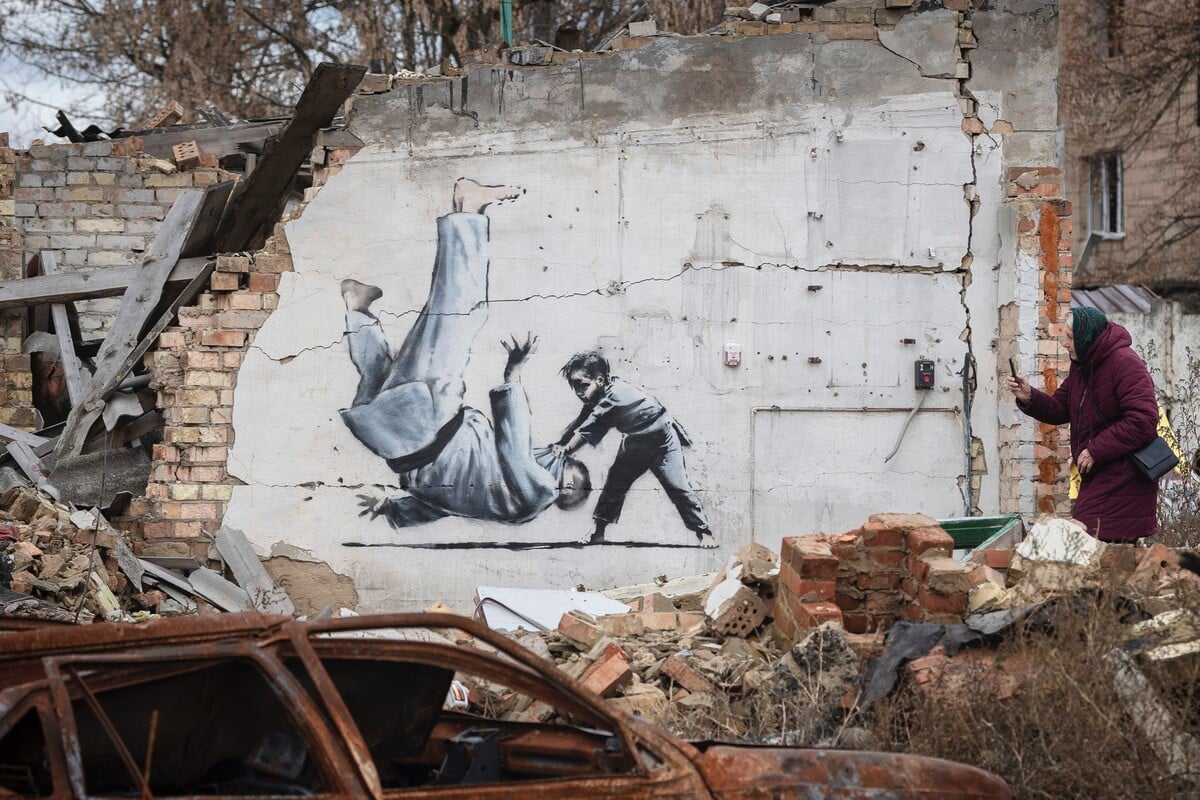Banksy Ukrajina umenie streeart
