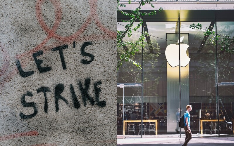 50 zaměstnanců firmy Apple opustilo na Štědrý den prodejny. Kvůli špatným pracovním podmínkám vyzvali k bojkotu značky.
