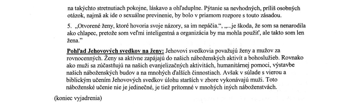 Vyjadrenie Jehovových svedkov