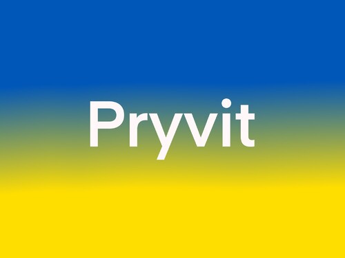 „Pryvit.“ (Приві́т.) Odpovieš aj ty rovnako, vyber jednu z možností. 