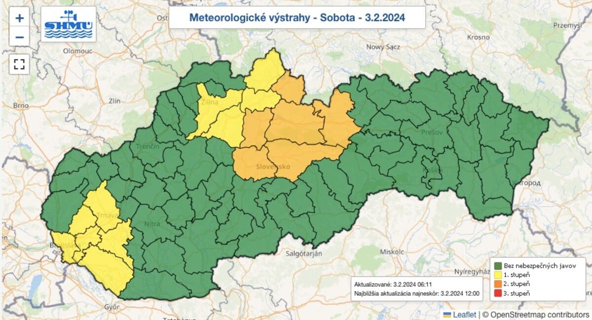 mapa, výstrahy