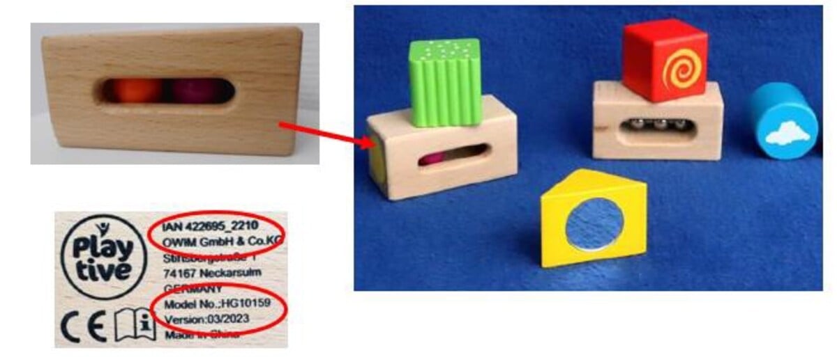 Puzzle/stavebnica (senzorické stavebné prvky) značky Playtive. 