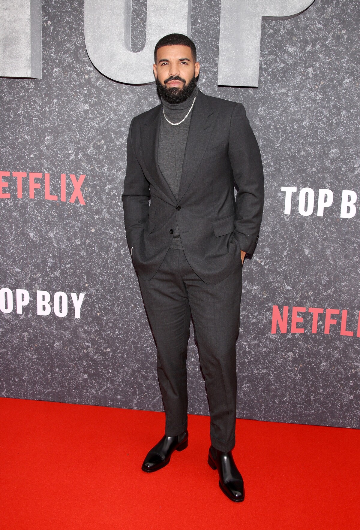 Drake na premiére seriálu Top Boy v Londýne v roku 2019.