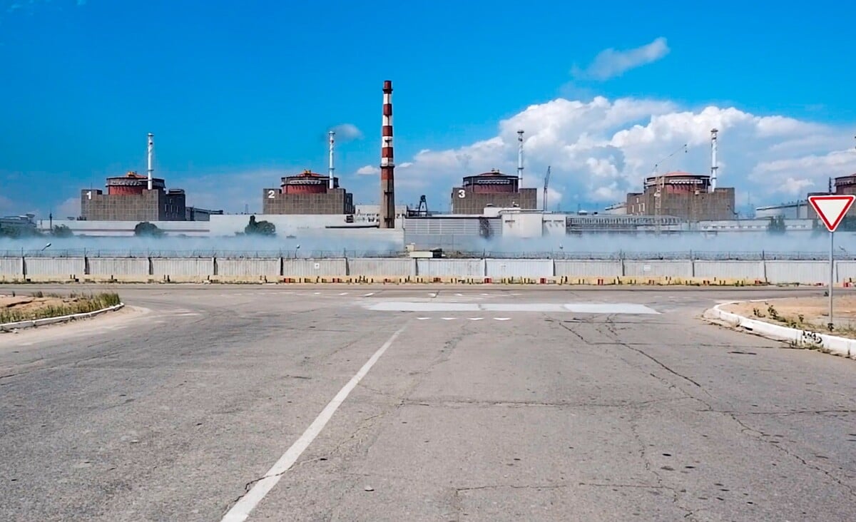 Záporožská jadrová elektráreň, ktorá je okupovaná ruskou armádou na juhovýchode Ukrajiny.