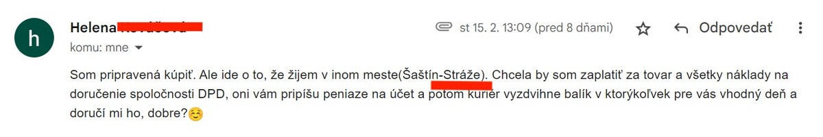 Emina „podvodníčka“ má podobnú adresu ako moja Karyn. Obe totiž bývajú v Stráži.