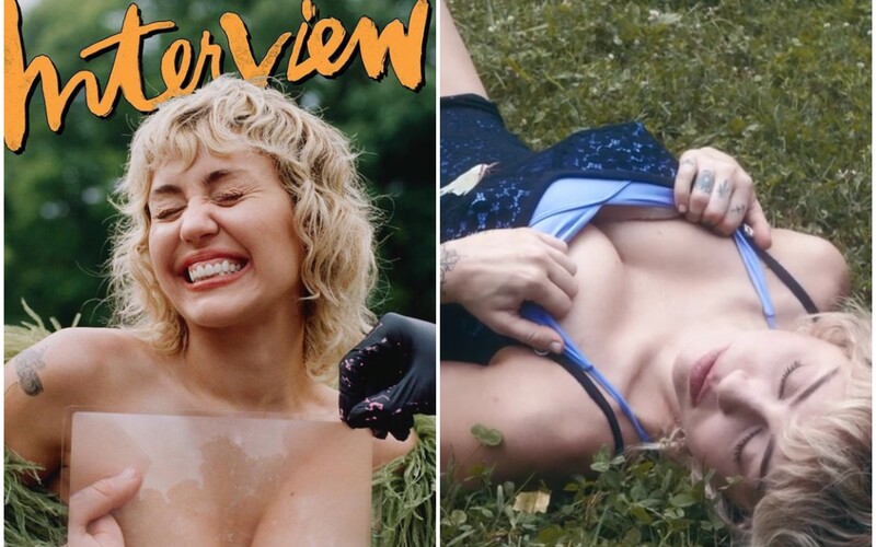 Miley Cyrus pózuje hore bez a robí šnúru v nohavičkách. Na titulnú stranu magazínu Interview nafotila odvážnu sériu fotiek.