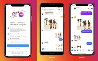 Facebook začíná slučovat zprávy z Messengeru a Instagramu. Takto budou tvé DM vypadat již brzy.