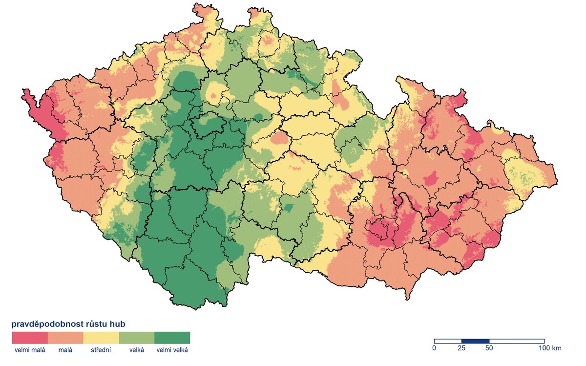 Houby, mapa