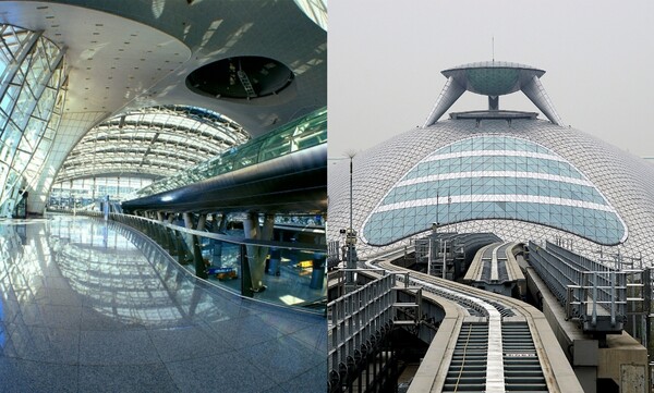 Ktoré letisko má takúto vlakovú stanicu a moderný dizajn?