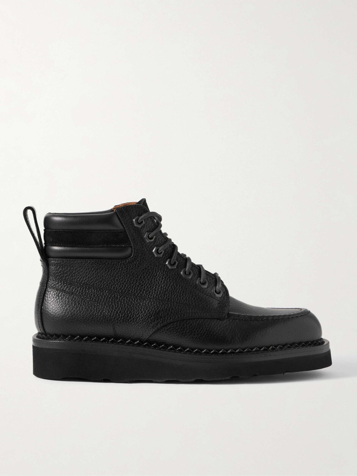 Yuketen Suede-Trimmed Full-Grain Leather Boots