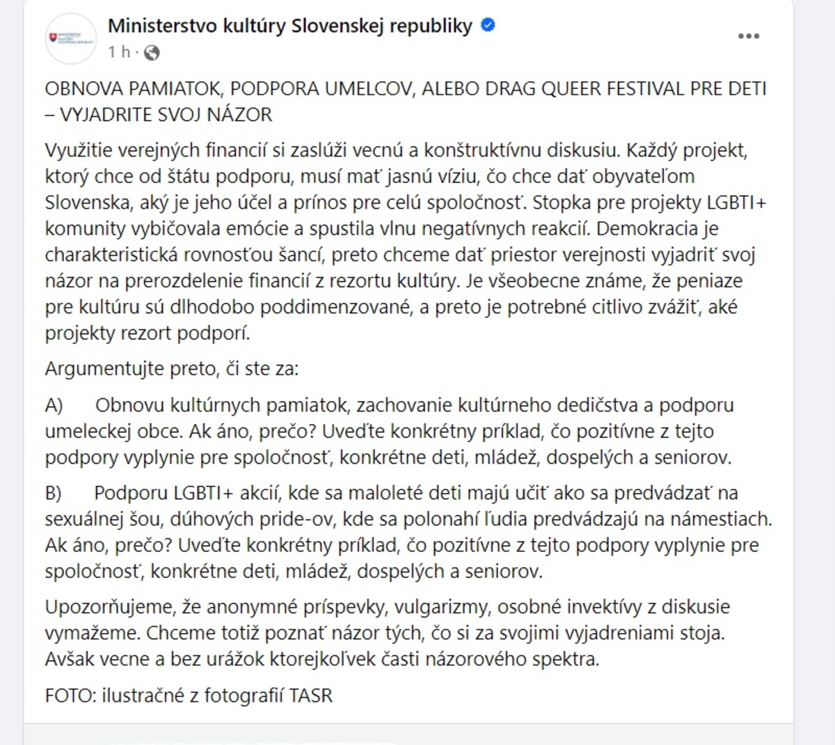 status , ministerstvo kultúry