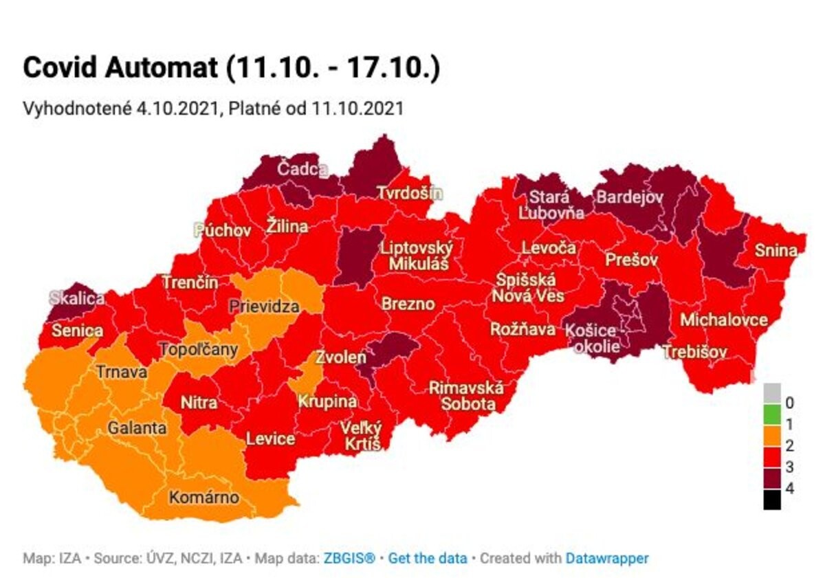 Mapa okresov. 