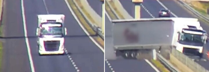 VIDEO: Kamiónu na maďarskej diaľnici praskla pneumatika. Takto prešiel v plnej rýchlosti do protismeru