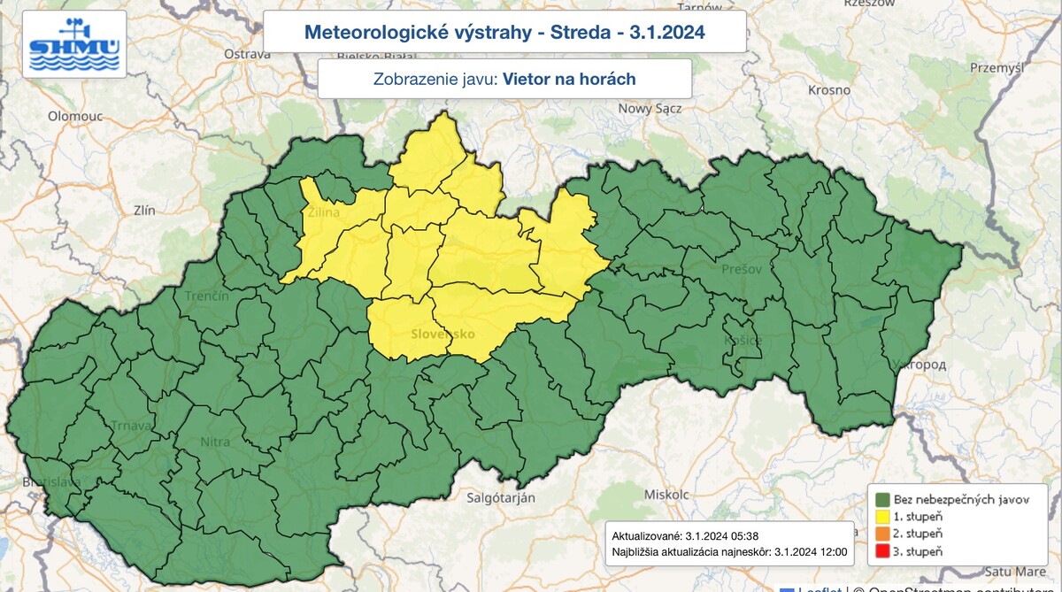 Výstrahy pred vetrom.