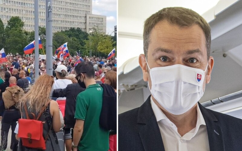 Nechceme Ameriku, sme Slovania a chceme žiť na Slovensku. V Bratislave prebiehal protest proti Matovičovej vláde.