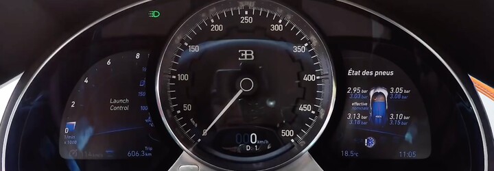 Takto famózně dokáže akcelerovat 1500koňové Bugatti Chiron z 0 na 350 km/h
