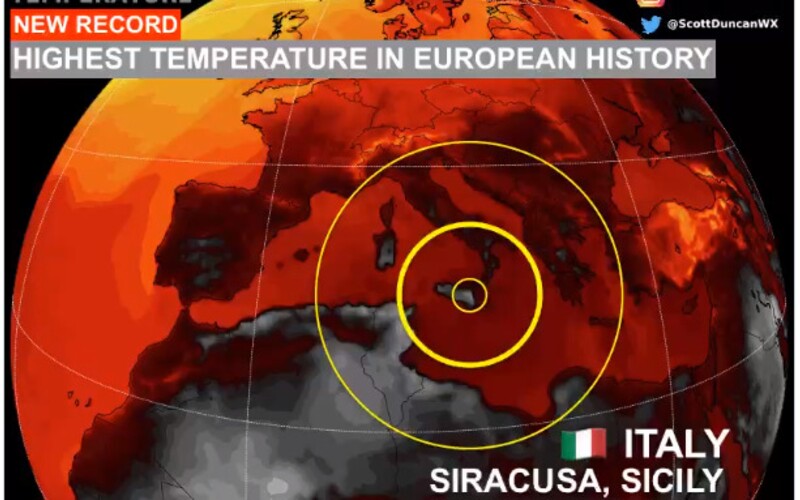 V Európe namerali najvyššiu teplotu v histórii. Na Sicílii bolo takmer 49 stupňov Celzia.