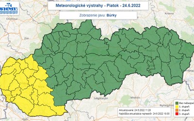 SHMÚ: Západné Slovensko dnes čakajú búrky. Situácia sa má upokojiť okolo polnoci.