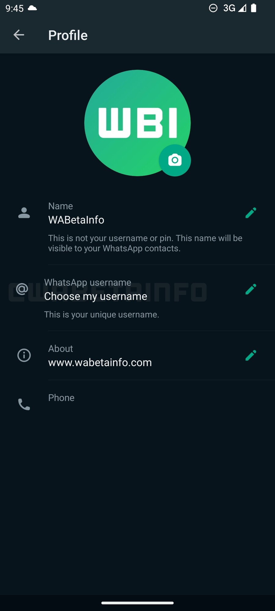 Možnosť zmeniť používateľské meno v beta verzii aplikácie WhatsApp.