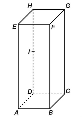 Daný je kváder ABCDEFGH s dĺžkami hrán ⎮AB⎮= 3 cm,  ⎮BC⎮= 4 cm a  ⎮AE⎮= 8 cm. Bod I je stred hrany DH. Vypočítajte v stupňoch veľkosť uhla CIA.