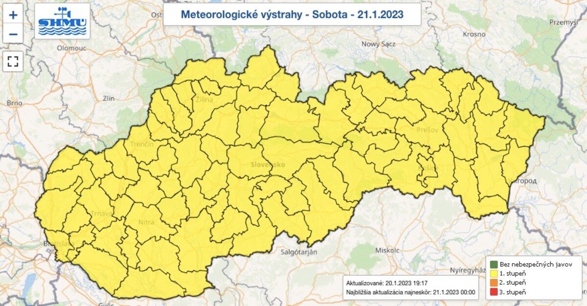 SHMÚ, výstrahy, počasie, mapa SR