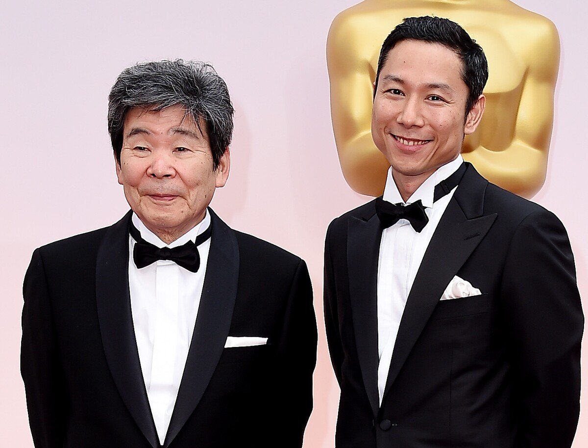 Isao Takahata s Jošiakim Nišimurou v Hollywoodu v roce 2015