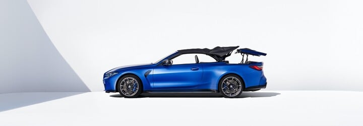 Nové M4 Cabrio přichází výlučně jako Competition s pohonem M xDrive a premiérově s plátěnou střechou