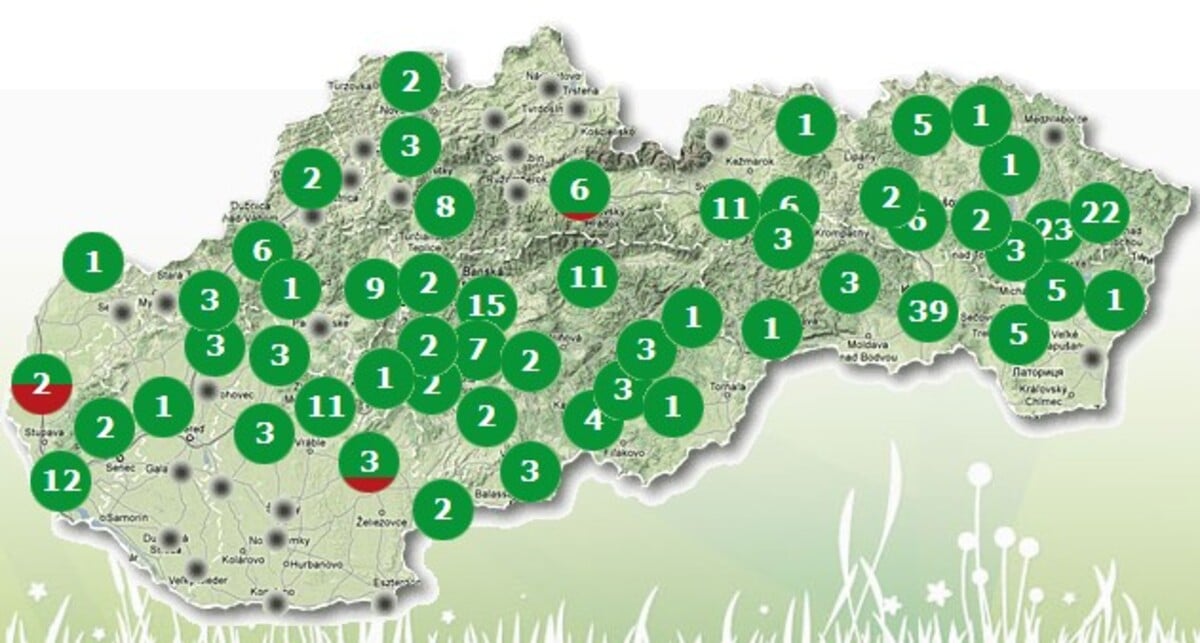 Aktuálny výskyt húb podľa používateľov portálu nahuby.sk.