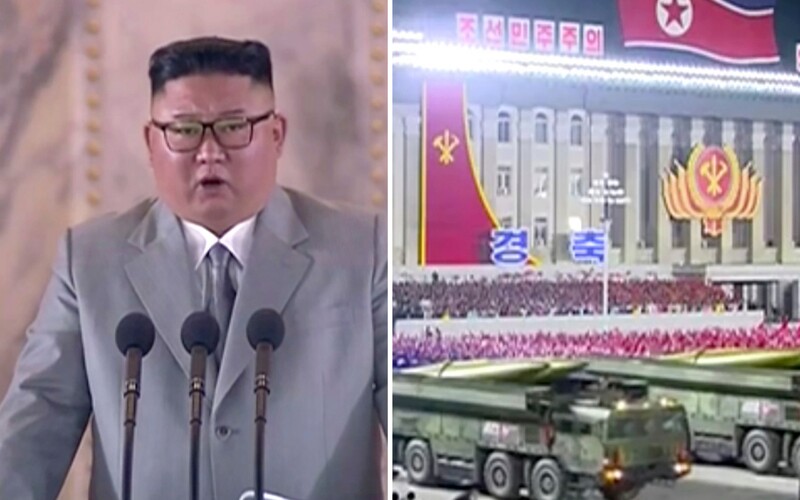 V Severnej Kórei bola nezvyčajná nočná vojenská prehliadka. Kim Čong-un predviedol nové rakety.