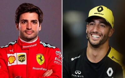 Nejmladší dvojice jezdců ve Ferrari za posledních 50 let. Sainz přebral žezlo po Vettelovi, Ricciardo se usmívá v McLarenu.