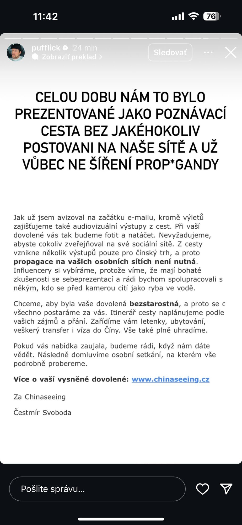 experiment Mikýř Pufflick email