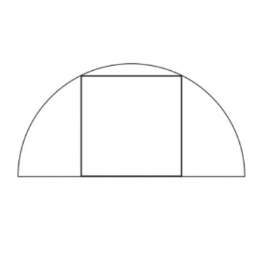 Do polkruhu s polomerom 2 cm je vpísaný štvorec. Vypočítajte v centimetroch štvorcových obsah tohto štvorca.