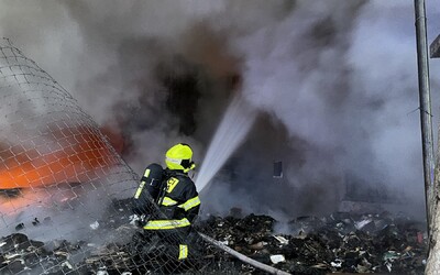 V pražských Letňanech hořela hala výstaviště. Část budovy se zřítila.