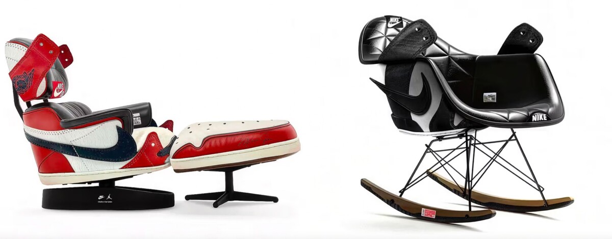 AI umelec pretvára stoličky či domy na motívy tenisiek Jordan a Nike.