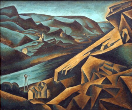 Obraz Pohled na cementárnu v Braníku z roku 1911 pochází od jednoho ze zakladatelů českého kubismu. Kterého?