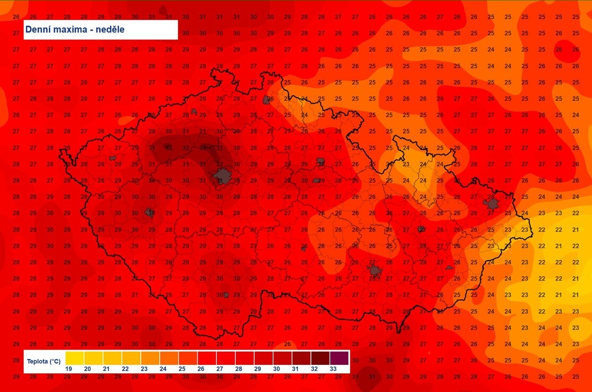 Teploty v neděli vyšplhají až ke třiceti stupňům