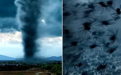 Pavúky skáčuce z tornáda požierajú ľudí. Arachnado je plné príšerných hereckých výkonov a chabého CGI.