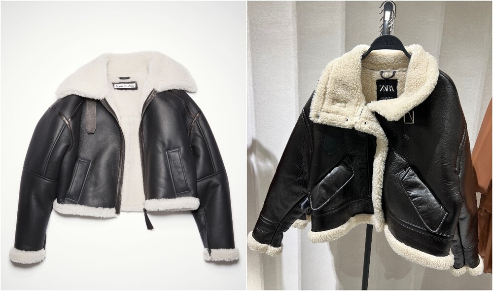 Naľavo originál od Acne Studios, napravo Zara.